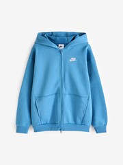 Błękit egejski - Polarowa bluza oversize z kapturem Nike Club zapinana na zamek - Image 8 of 8