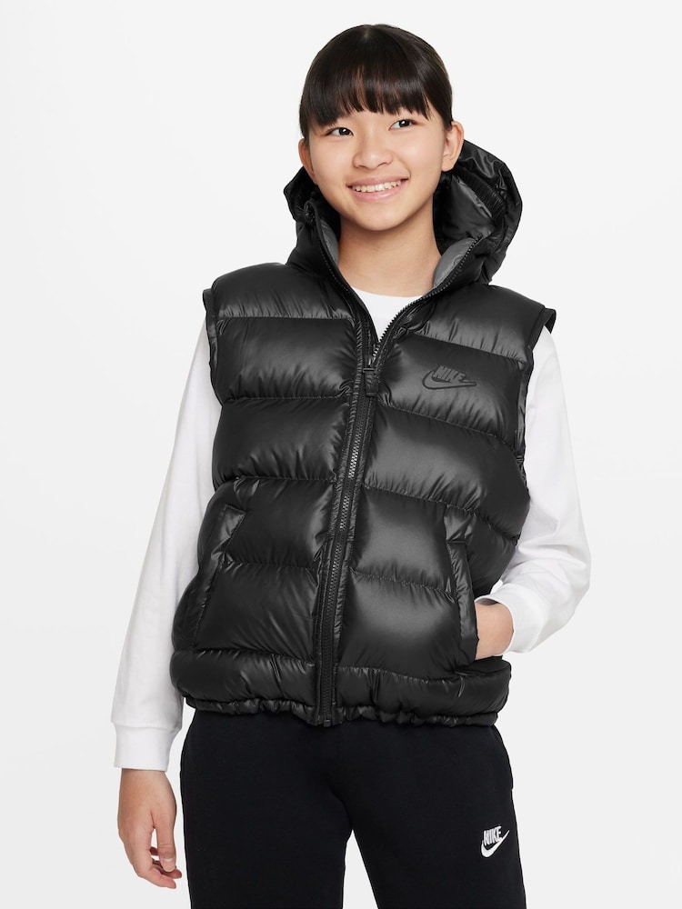 Nike Black Synthetic Fill EasyOn Therma-FIT  Loose Hooded Gilet - Image 2 of 9