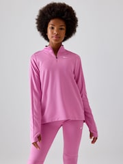 Nike Flamingo Pink Dri-FIT Long Sleeve Half Zip Top - Image 1 of 6