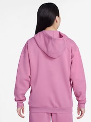 Nike Pink Flamingo Oversized Club Fleece Zip Through Hoodie - Image 2 of 6