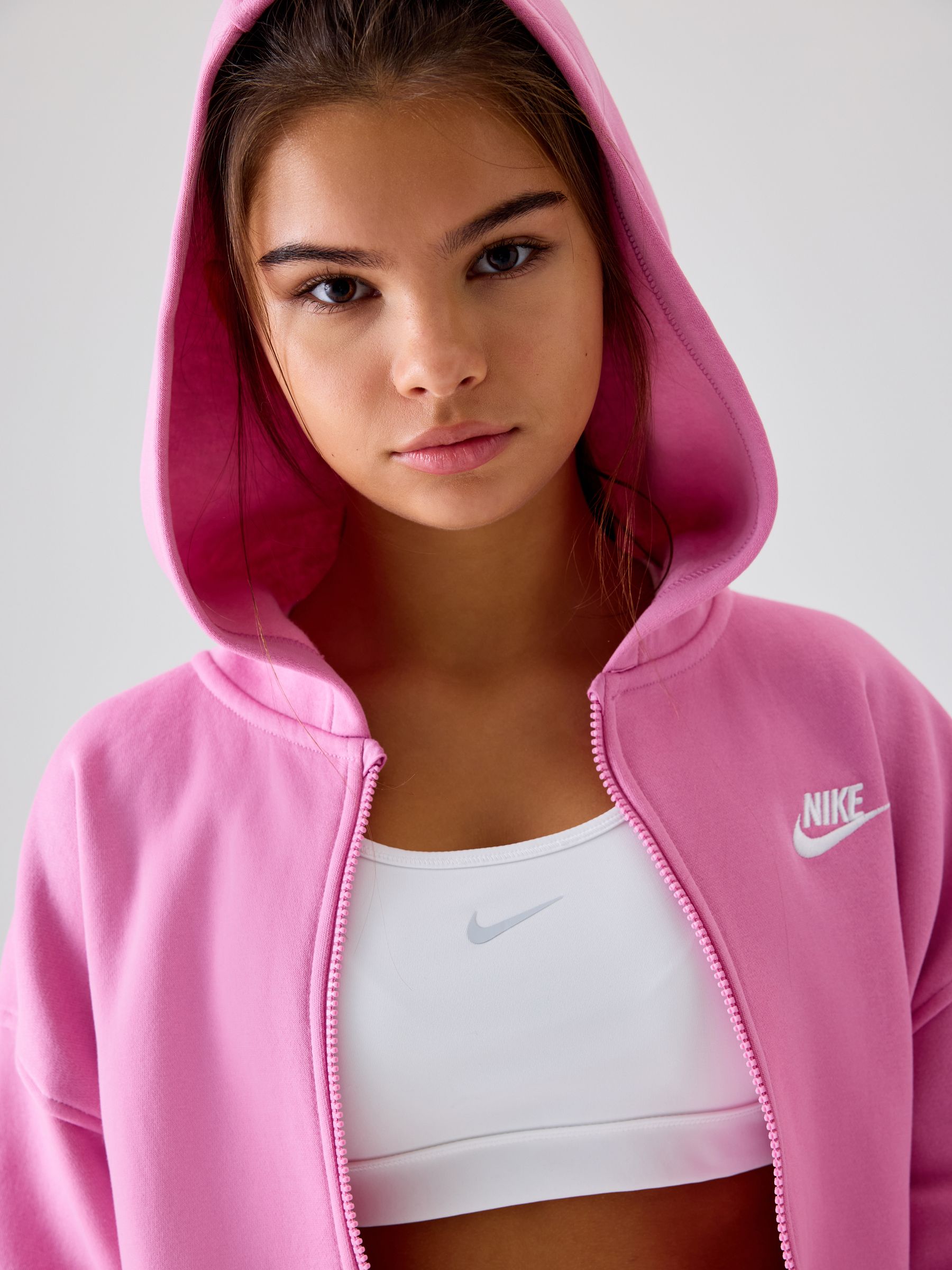 Buy Nike Pink Flamingo Oversized Club Fleece Zip Through