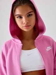 Nike Pink Flamingo Oversized Club Fleece Zip Through Hoodie - Image 5 of 6