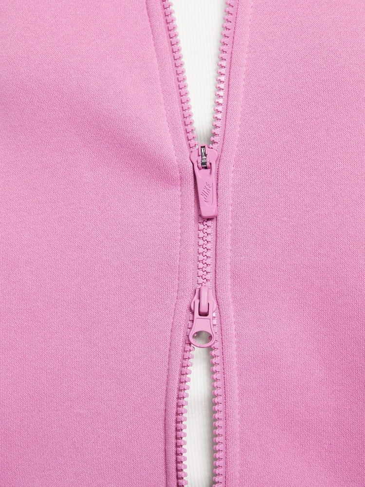 Nike Pink Flamingo Oversized Club Fleece Zip Through Hoodie - Image 6 of 6