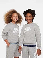 Nike Dark Grey Heather Club Fleece Logo Sweatshirt - Image 1 of 6