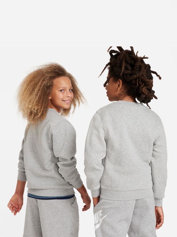 Nike Dark Grey Heather Club Fleece Logo Sweatshirt - Image 2 of 6 Nike Dark Grey Heather Club Fleece Logo Sweatshirt - Image 2 of 6