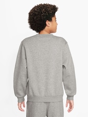 Nike Dark Grey Heather Club Fleece Logo Sweatshirt - Image 4 of 6
