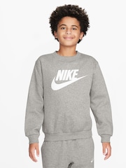 Nike Dark Grey Heather Club Fleece Logo Sweatshirt - Image 5 of 6