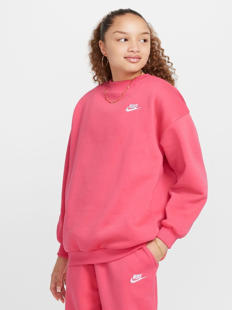 Nike Bright Pink Oversized Club Fleece Sweatshirt - Image 1 of 4