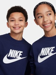 Nike Blue Club Fleece Logo Sweatshirt - Image 2 of 4
