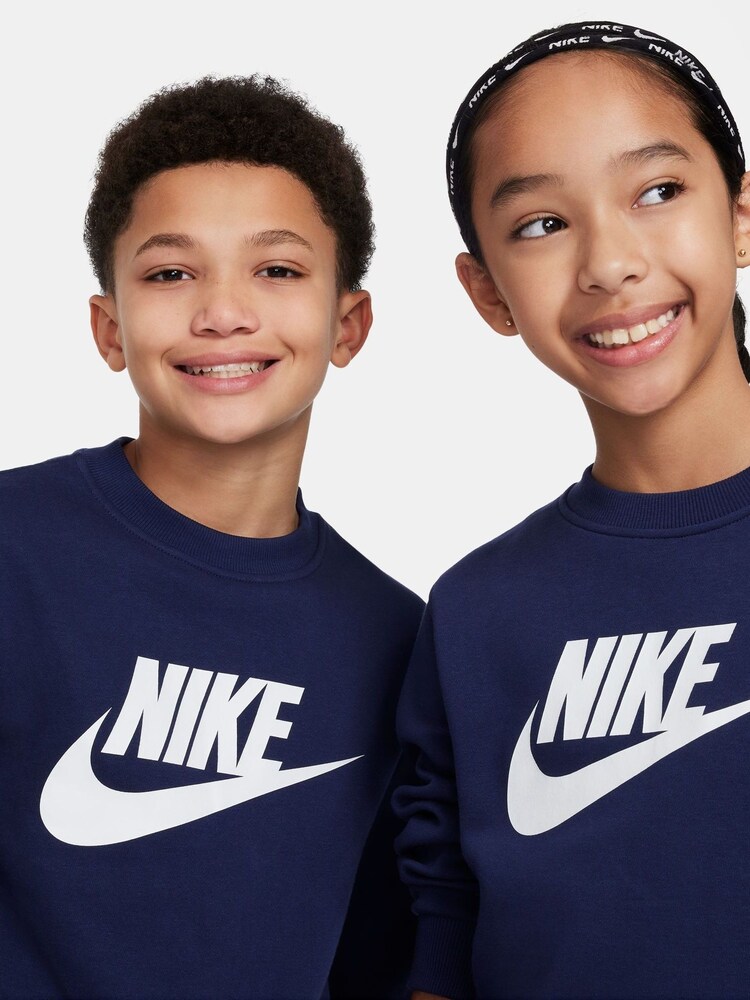 Nike Blue Club Fleece Logo Sweatshirt - Image 2 of 4
