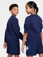Nike Blue Club Fleece Logo Sweatshirt - Image 3 of 4