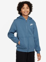 Nike Aegean Blue Club Fleece Zip Through Hoodie - Image 1 of 6