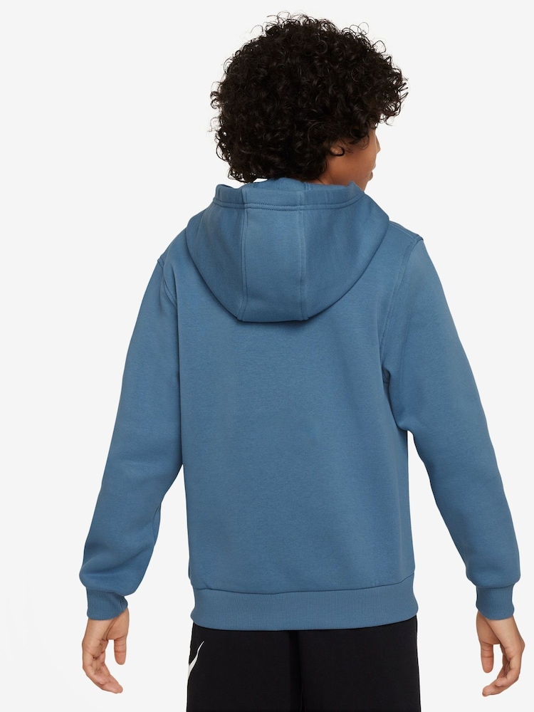 Nike Aegean Blue Club Fleece Zip Through Hoodie - Image 2 of 6