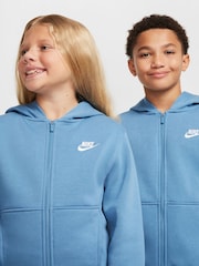 Nike Aegean Blue Club Fleece Zip Through Hoodie - Image 4 of 6