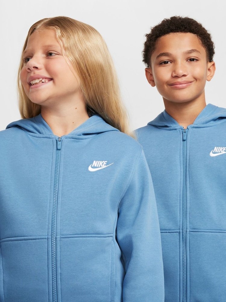 Nike Aegean Blue Club Fleece Zip Through Hoodie - Image 4 of 6