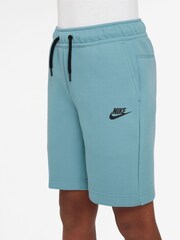 Nike Turquoise Tech Fleece Shorts - Image 3 of 4