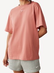 Nike Dark Pink Oversized Mini Swoosh Sportswear 100% Cotton T-Shirt - Image 1 of 6