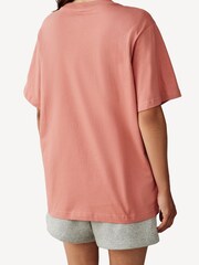 Nike Dark Pink Oversized Mini Swoosh Sportswear 100% Cotton T-Shirt - Image 2 of 6