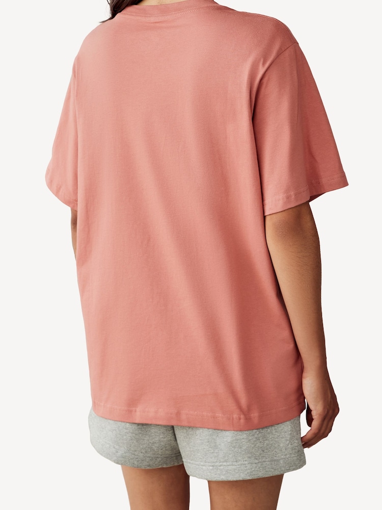 Nike Dark Pink Oversized Mini Swoosh Sportswear 100% Cotton T-Shirt - Image 2 of 6