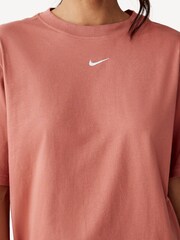 Nike Dark Pink Oversized Mini Swoosh Sportswear 100% Cotton T-Shirt - Image 4 of 6