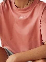 Nike Dark Pink Oversized Mini Swoosh Sportswear 100% Cotton T-Shirt - Image 5 of 6