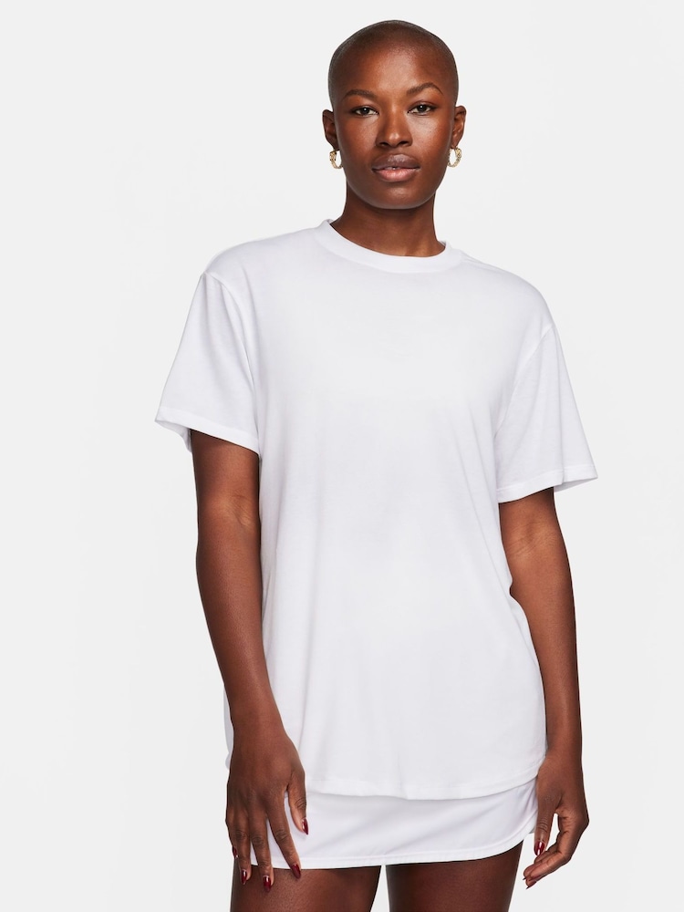 Nike White Dri-Fit One Relaxed Short Sleeve Top - Image 1 of 8