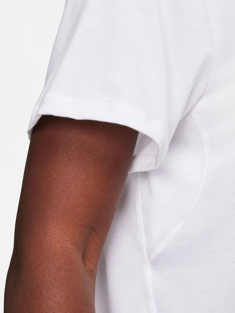 Nike White Dri-Fit One Relaxed Short Sleeve Top - Image 6 of 8