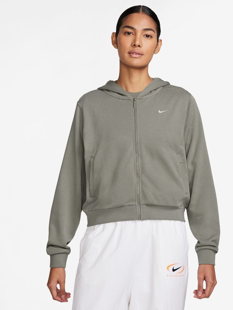 Nike Khaki Green Sportswear Chill Terry Loose Full-Zip French Terry Hoodie - Image 1 of 3