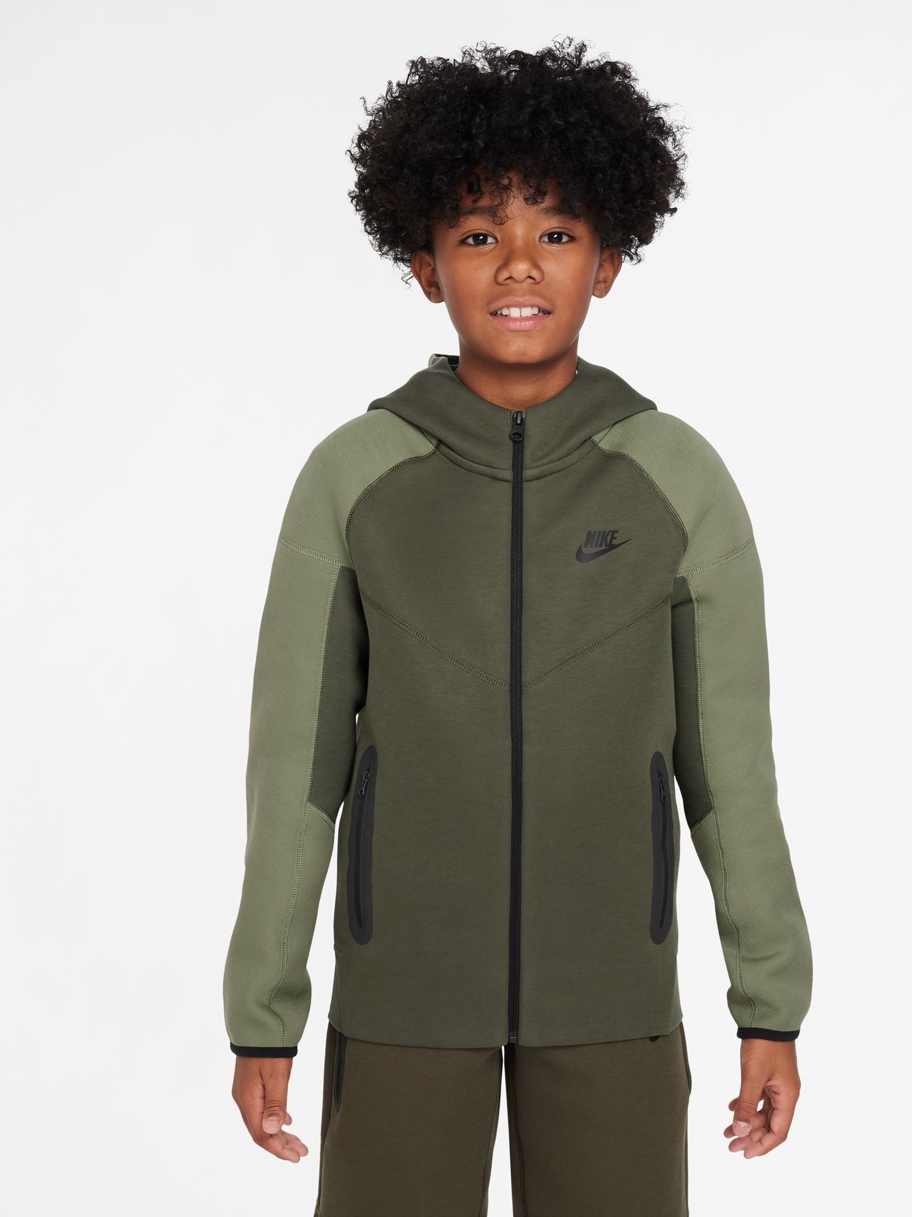 Buy Nike Oil Green Khaki Tech Fleece Zip Through Hoodie from Next Turkey