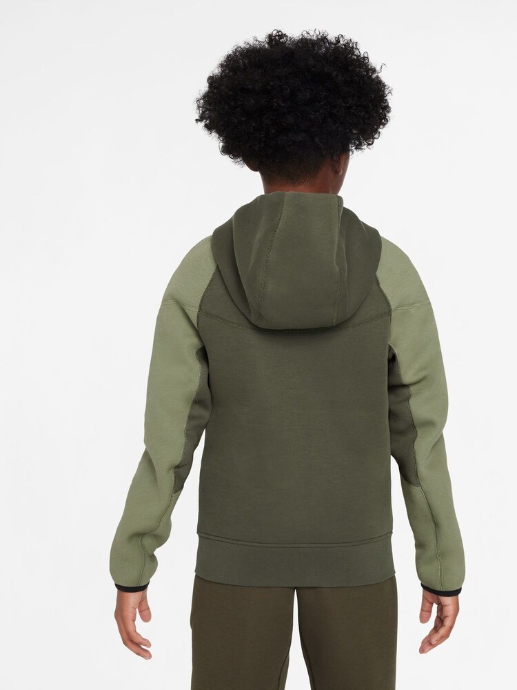 Nike Oil Green/Khaki Tech Fleece Zip Through Hoodie - Image 2 of 3