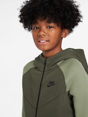 Nike Oil Green/Khaki Tech Fleece Zip Through Hoodie - Image 3 of 3