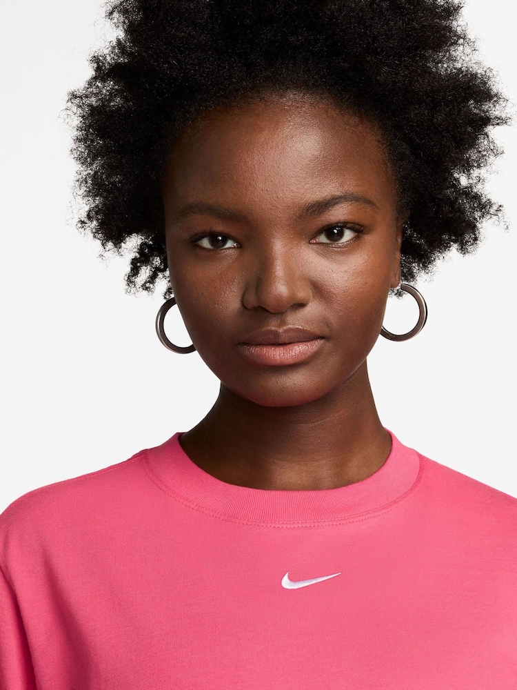 Nike Bright Pink Oversized Mini Swoosh Sportswear 100% Cotton T-Shirt - Image 3 of 3