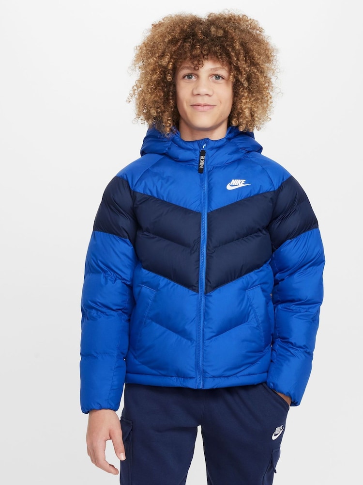 Nike Blue/Navy Synthetic Fill Hooded Jacket - Image 1 of 8