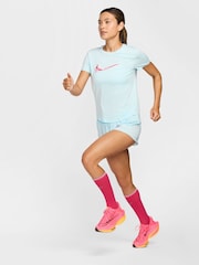 Nike Light Blue One Swoosh Dri-FIT Short-Sleeve Graphic Running Top - Image 4 of 5