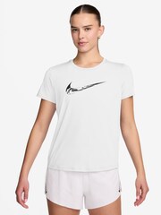 Nike White One Swoosh Dri-FIT Short-Sleeve Graphic Running Top - Image 1 of 3