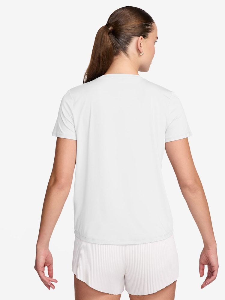 Nike White One Swoosh Dri-FIT Short-Sleeve Graphic Running Top - Image 2 of 3