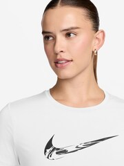 Nike White One Swoosh Dri-FIT Short-Sleeve Graphic Running Top - Image 3 of 3