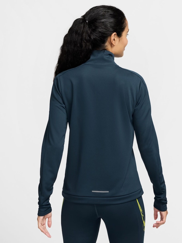 Nike Blue Swoosh Half Zip Long Sleeve Running Top - Image 2 of 6