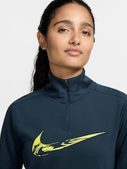 Nike Blue Swoosh Half Zip Long Sleeve Running Top - Image 3 of 6