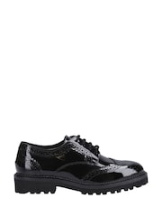 Hush Puppies Black Patent Gabi Lace Up Junior School Shoes - Image 1 of 4