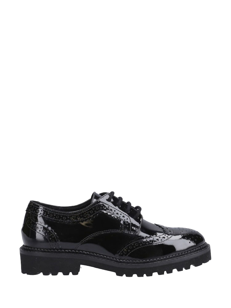 Hush Puppies Black Patent Gabi Lace Up Junior School Shoes - Image 1 of 4 Hush Puppies Black Patent Gabi Lace Up Junior School Shoes - Image 1 of 4