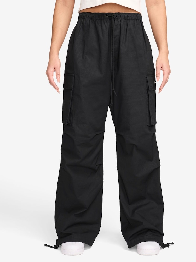 Nike Black Low Rise Oversized Cargo Trousers - Image 1 of 3