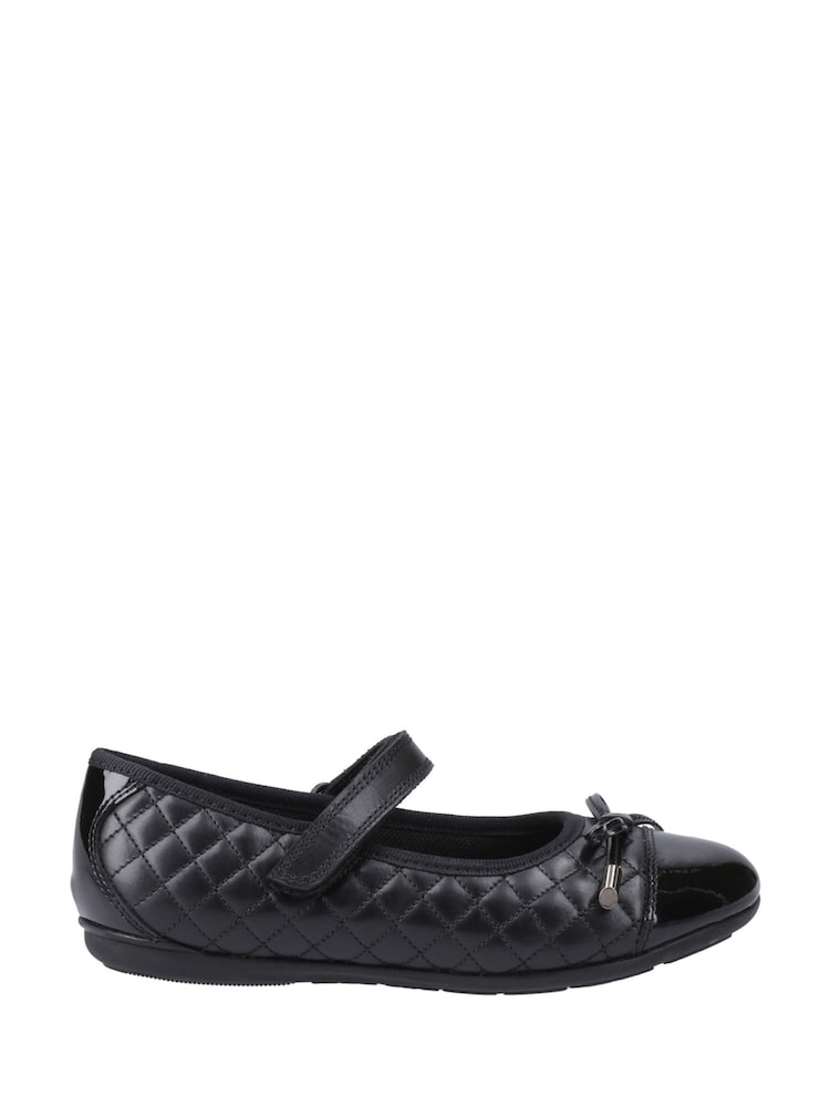 Hush Puppies Black Lottie Quilt Ballerina Senior School Shoes - Image 1 of 4 Hush Puppies Black Lottie Quilt Ballerina Senior School Shoes - Image 1 of 4