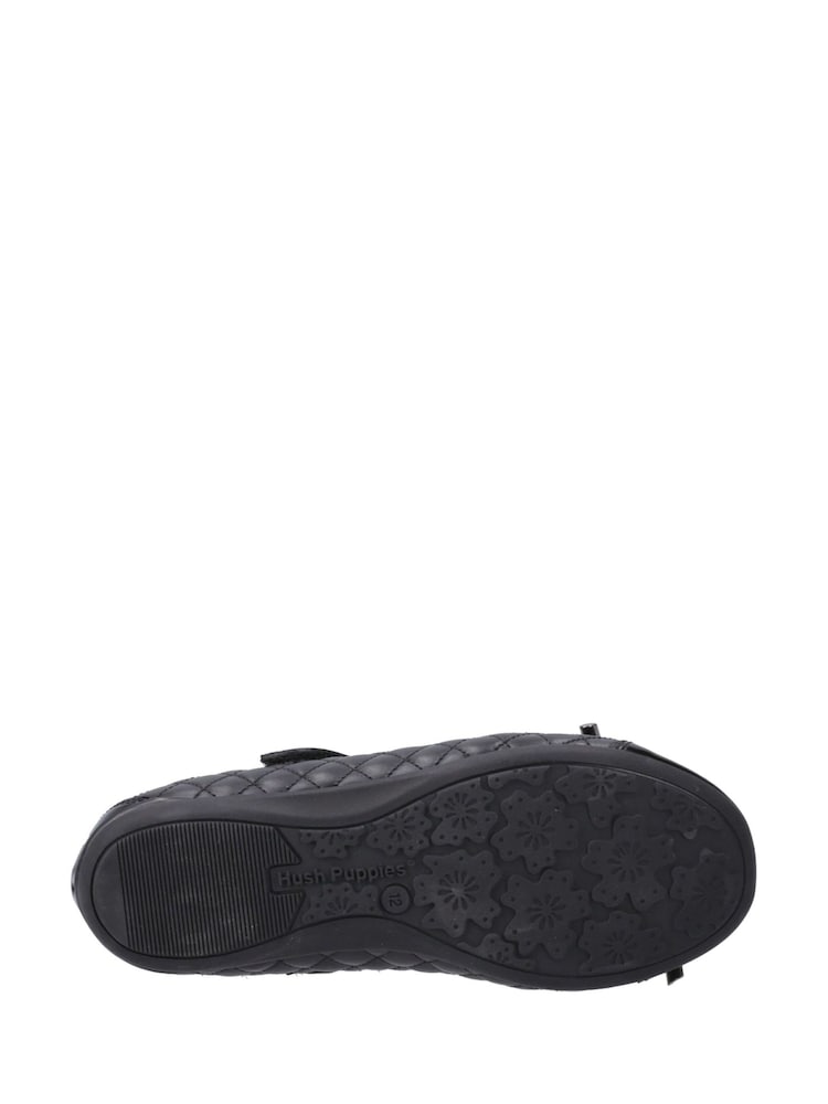 Hush Puppies Black Lottie Quilt Ballerina Senior School Shoes - Image 4 of 4 Hush Puppies Black Lottie Quilt Ballerina Senior School Shoes - Image 4 of 4