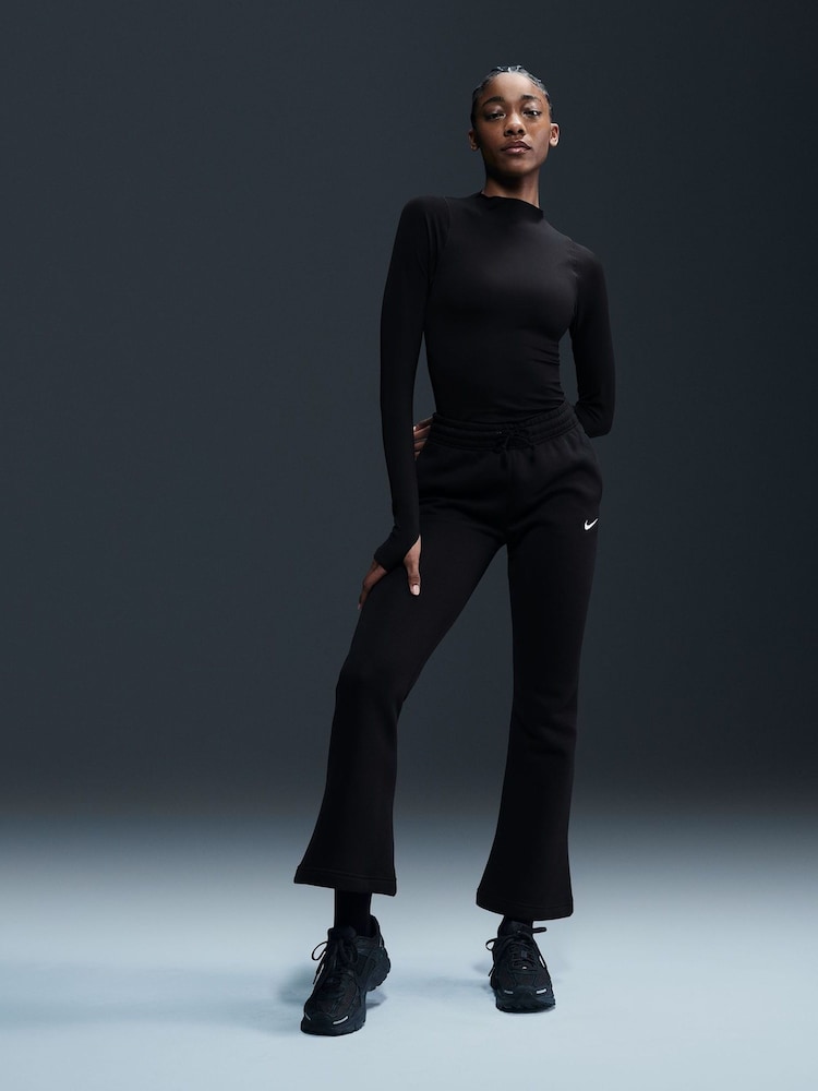 Nike Black Phoenix Fleece Mid Rise Flared Joggers - Image 1 of 5