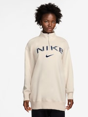 Nike Cream Phoenix Fleece Varsity Over-Oversized Logo Quarter-Zip Sweatshirt - Image 1 of 5