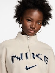 Nike Cream Phoenix Fleece Varsity Over-Oversized Logo Quarter-Zip Sweatshirt - Image 3 of 5