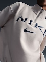 Nike Cream Phoenix Fleece Varsity Over-Oversized Logo Quarter-Zip Sweatshirt - Image 4 of 5