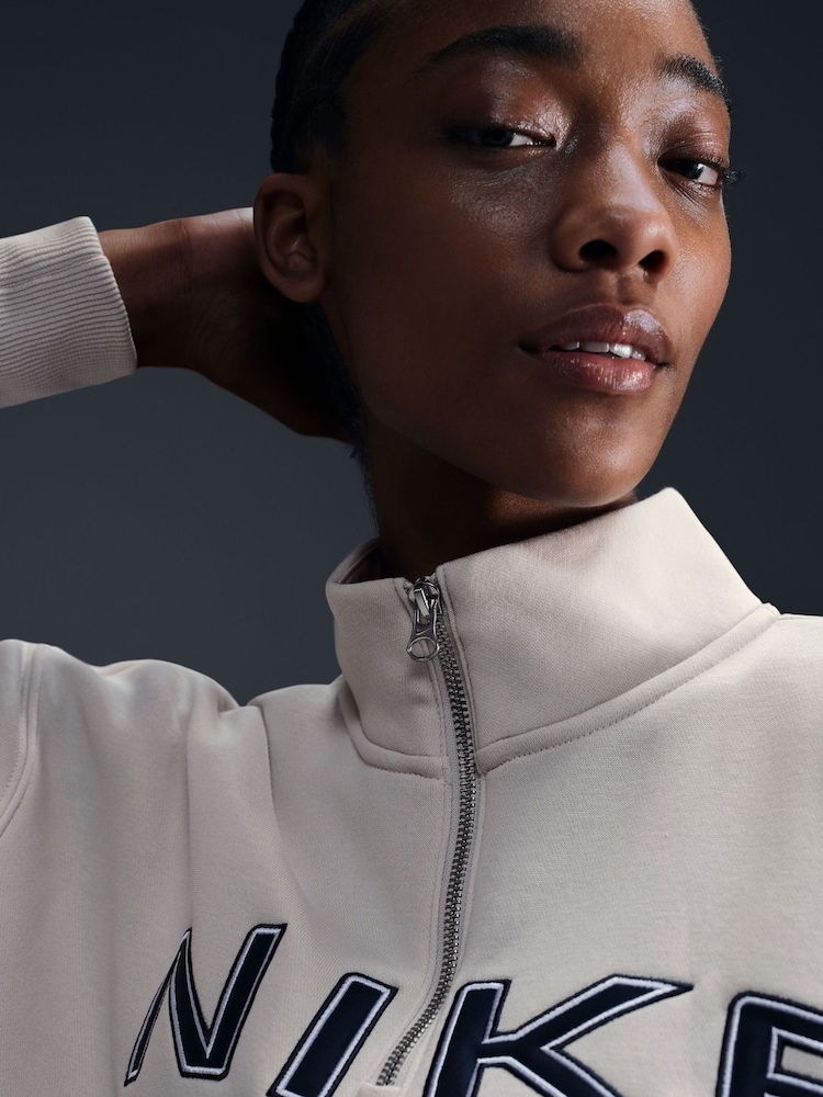 Nike Cream Phoenix Fleece Varsity Over-Oversized Logo Quarter-Zip Sweatshirt - Image 5 of 5