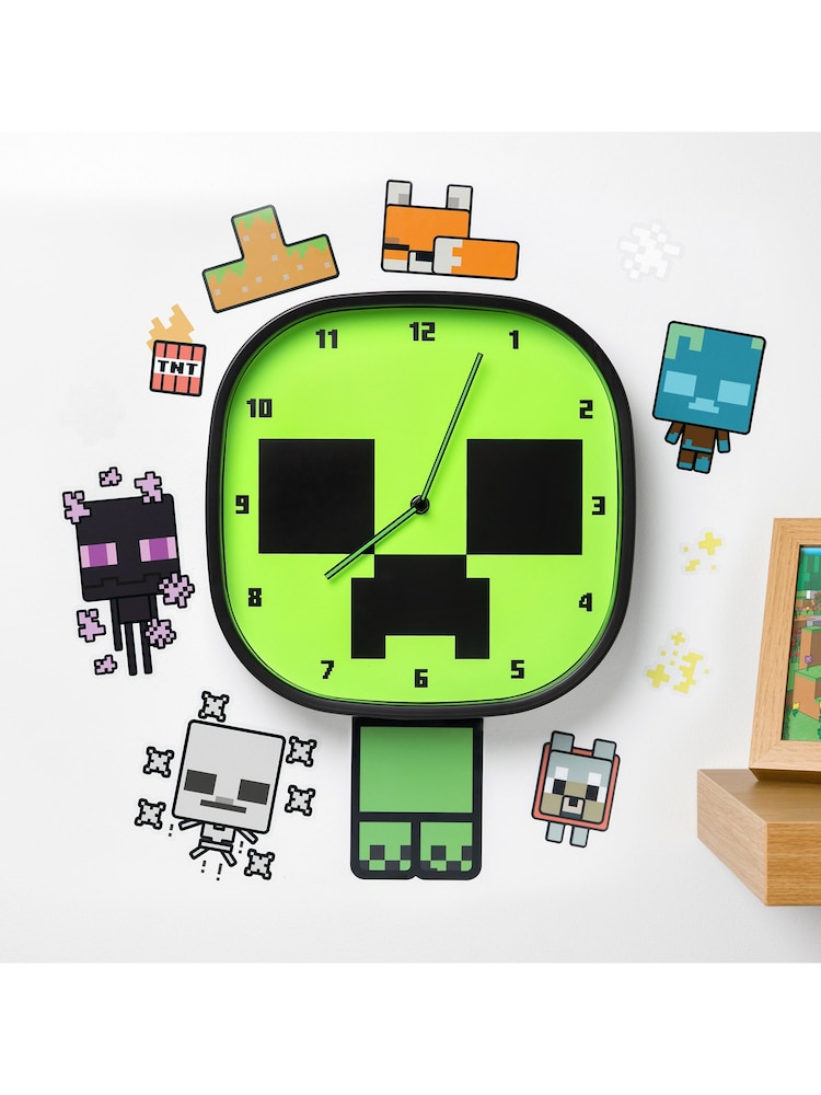 Minecraft Creeper Glow In The Dark Wall Clock - Image 1 of 3